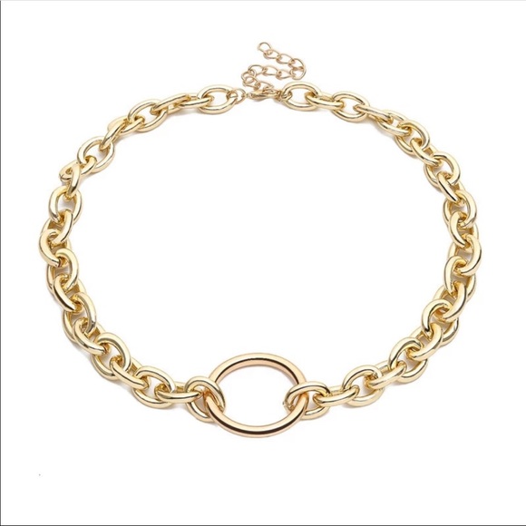 CELESTE ✨ Gold Circle Statement Chain Necklace - Picture 3 of 5